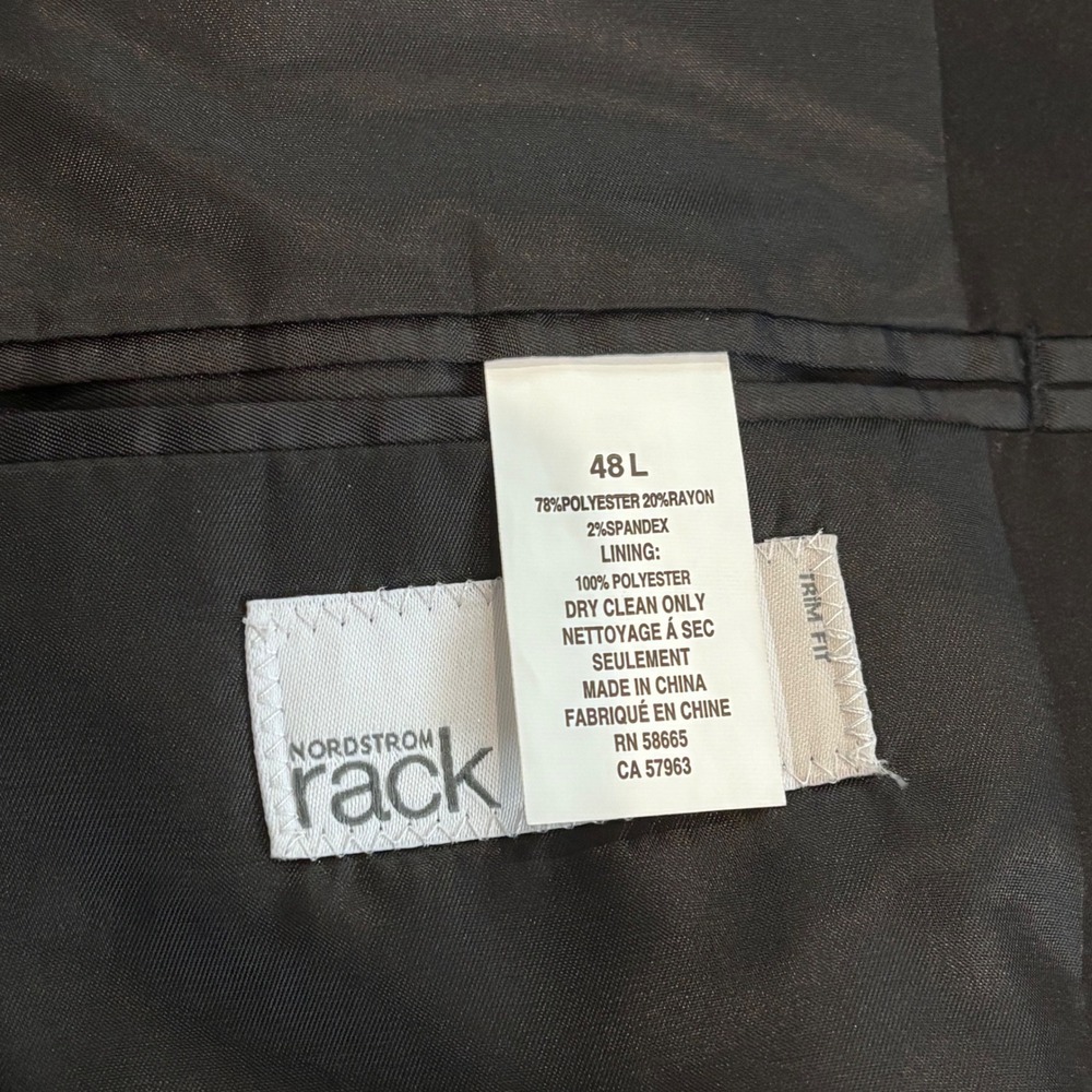 Nordstrom Rack Tuxedo Blazer Mens 48L Black Trim Fit Satin Lapel Formal Jacket - Picture 4 of 9